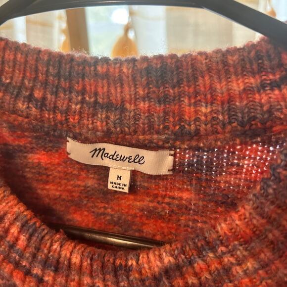Madewell Rust Marled Knit Crewneck Pullover Sweater Size M Cozy Fall Winter - Picture 3 of 5